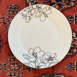 Ciroa FORMA BLACK Fine Bone China Black Floral on‎ White 8" Side Plate FLAWLESS